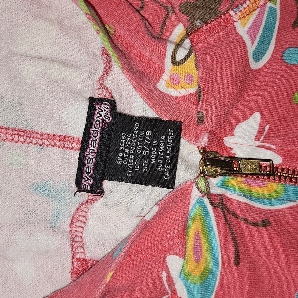 EYESHADOW GIRLS Rose Zip-Up Hoodie with Butterflies and Dots - Picture 2 of 3